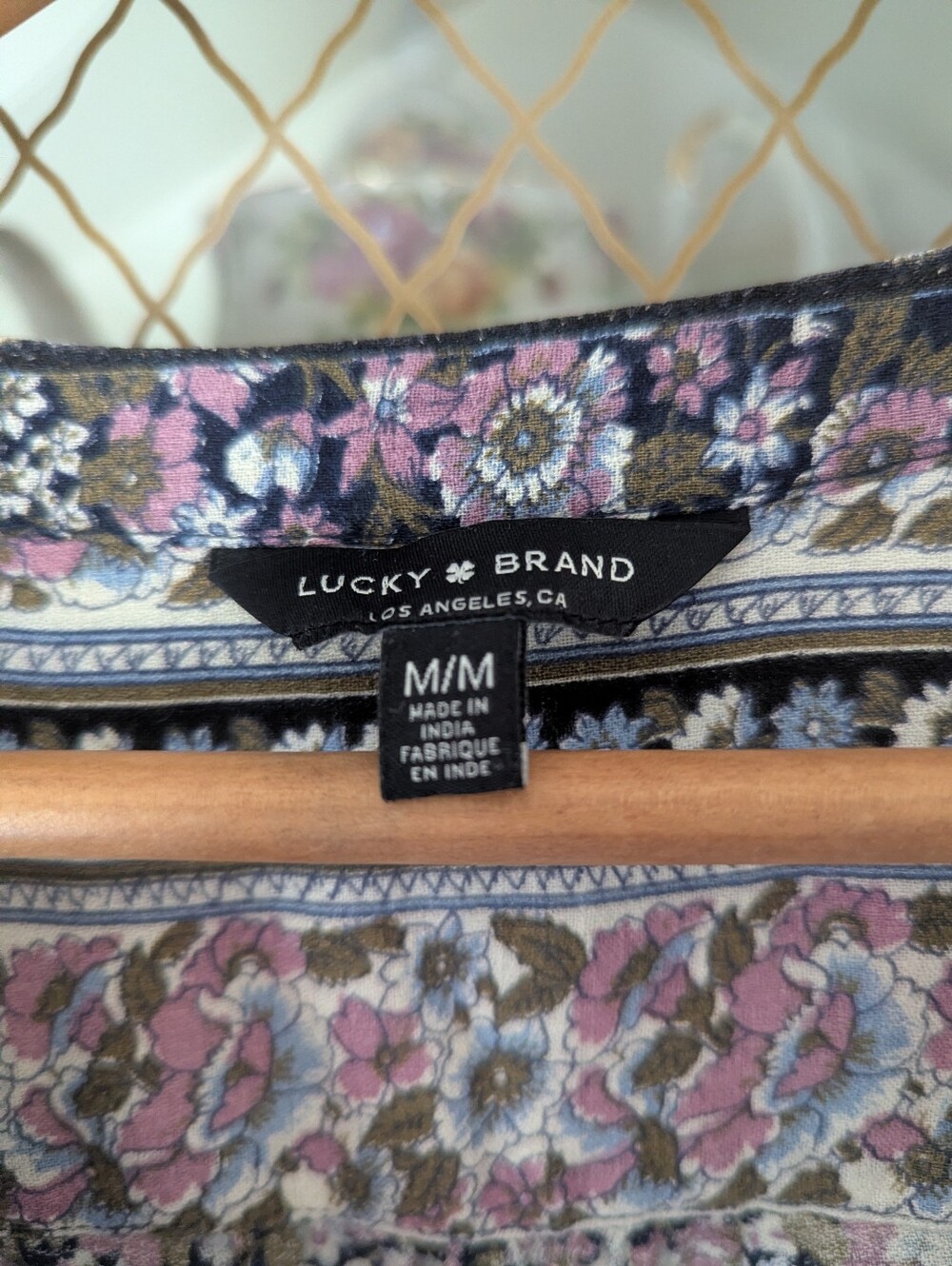 ๐๐ธLB Prairie Floral Boho Long-Sleeve Midi Dress Lavender Navy Made Festival - Picture 2 of 14